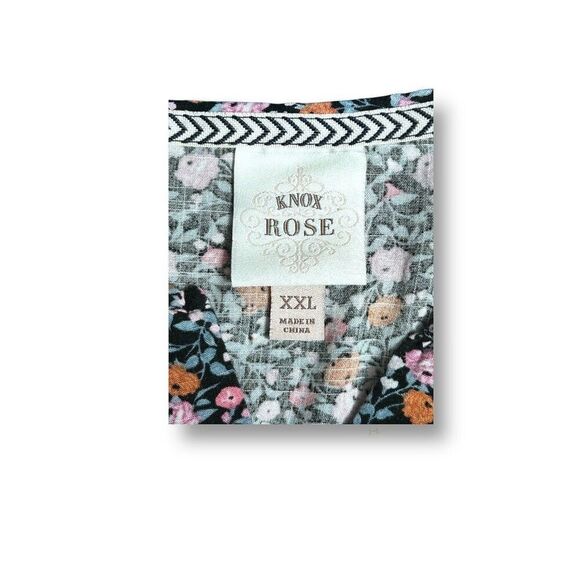 Knox Rose XXL Floral Boho Peasant Blouse Long Sleeve Tunic Top Flowy Cottagecore - Picture 2 of 7